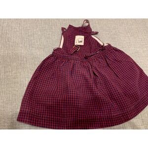 Lee Kids vintage Gingham Pinafore Dress Red Navy Blue Plaid Size 3T